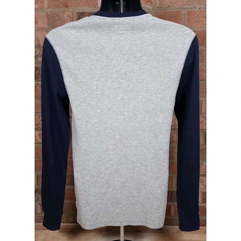 Polo Ralph Lauren Mens Small Gray Navy Crest Patch Waffle Knit Thermal T-Shirt
